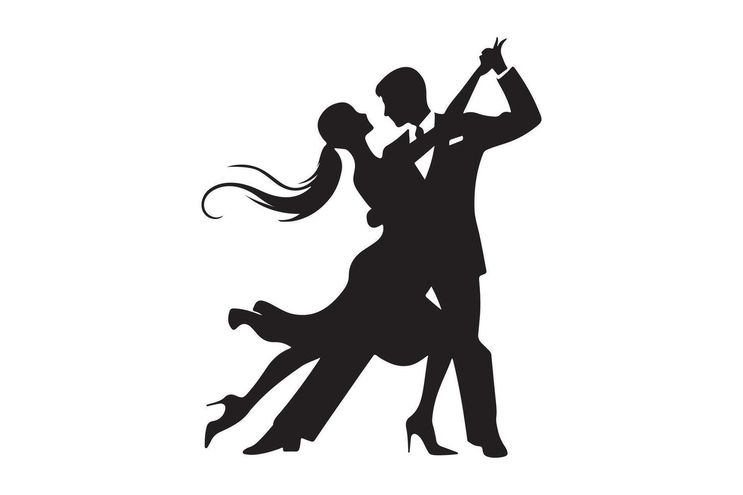 Couple Dancing Tango Sleek Silhouetter Design vector