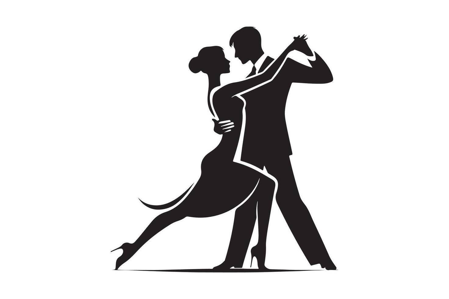Romantic Couple Tango Dance Minimalist Black Silhouette vector