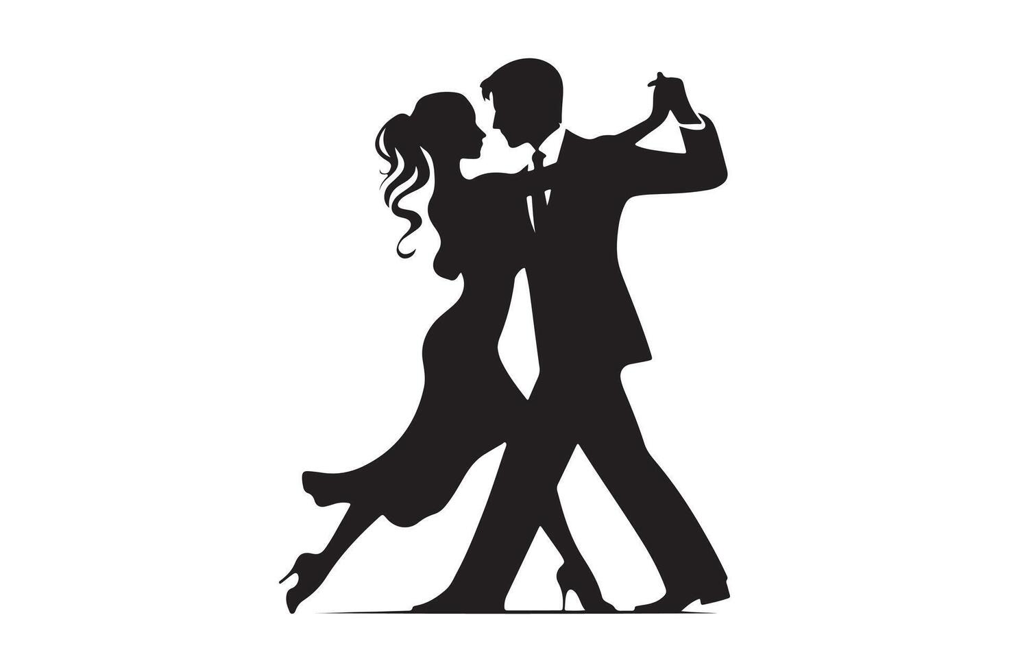 Minimalist Tango Dance Silhouette Black Artwork vector