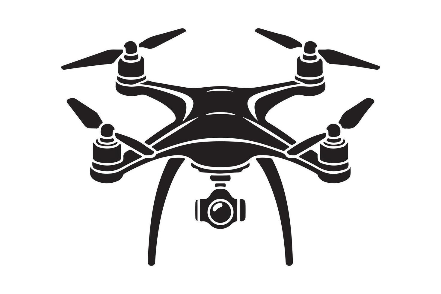 Black Drone Silhouette Minimalist Graphic Design vector