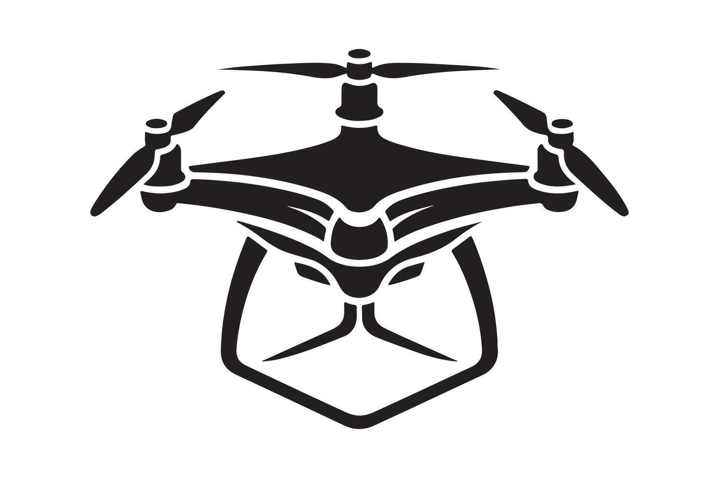 Clean Drone Outline Simple Black Artwork vector