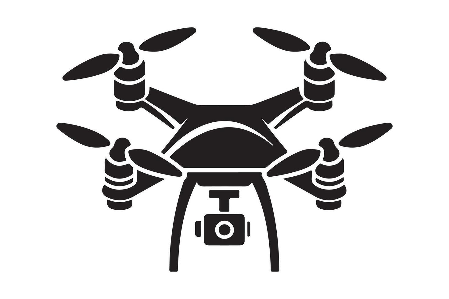 Black Drone Outline Modern Silhouette vector