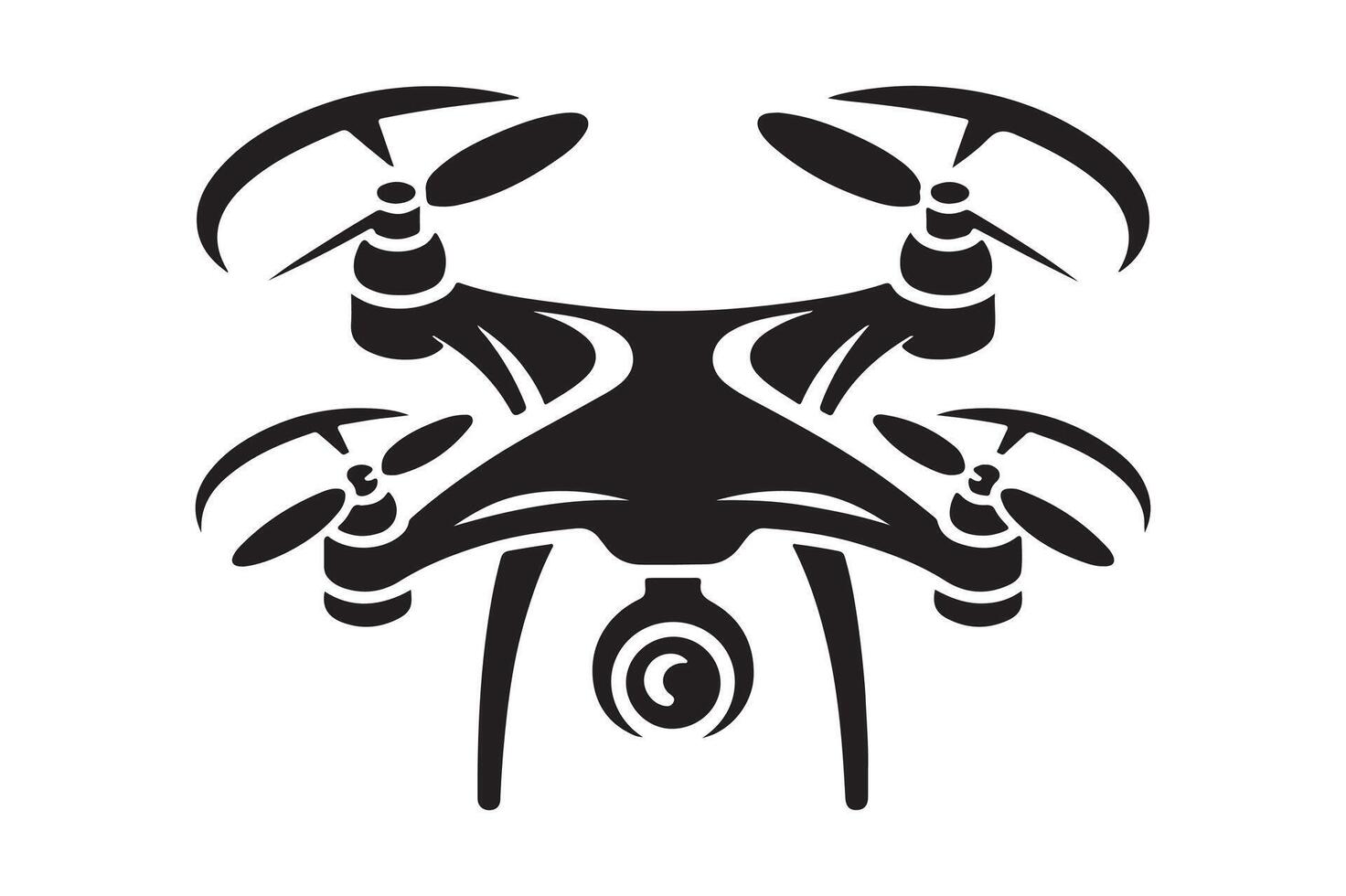 Modern Drone Silhouette Clean Black Artwork vector