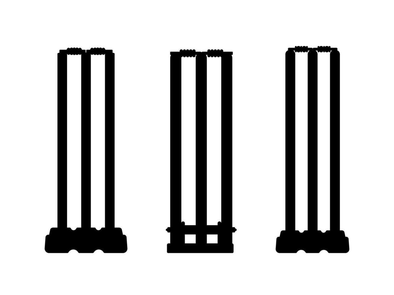 Cricket Stump Clip Art Isolated Collection, Cricket Stump equipment, Stump Silhouette Art. Best Left Site Cricket Stump, Clip Art White Background vector