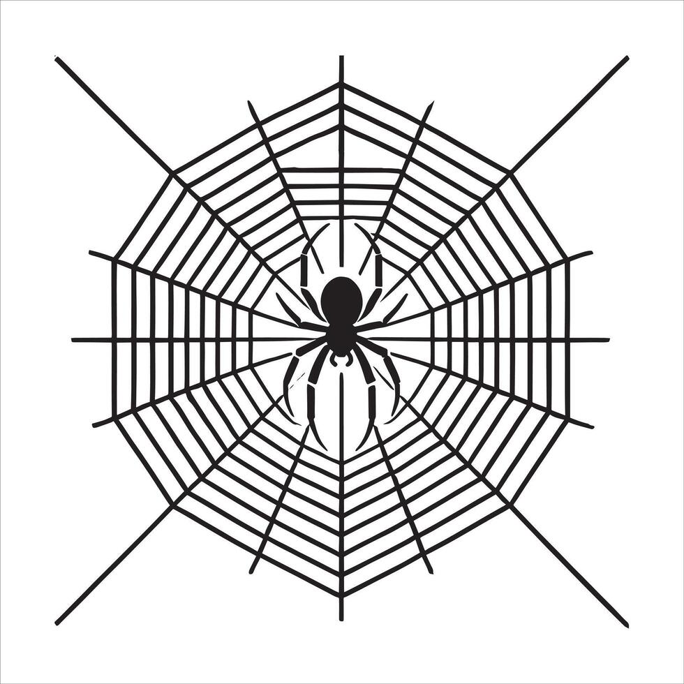 Spider Web Scary Halloween Spider Silhouette with Elegant Baboon Features for Sophisticated Free Illustration Design vector