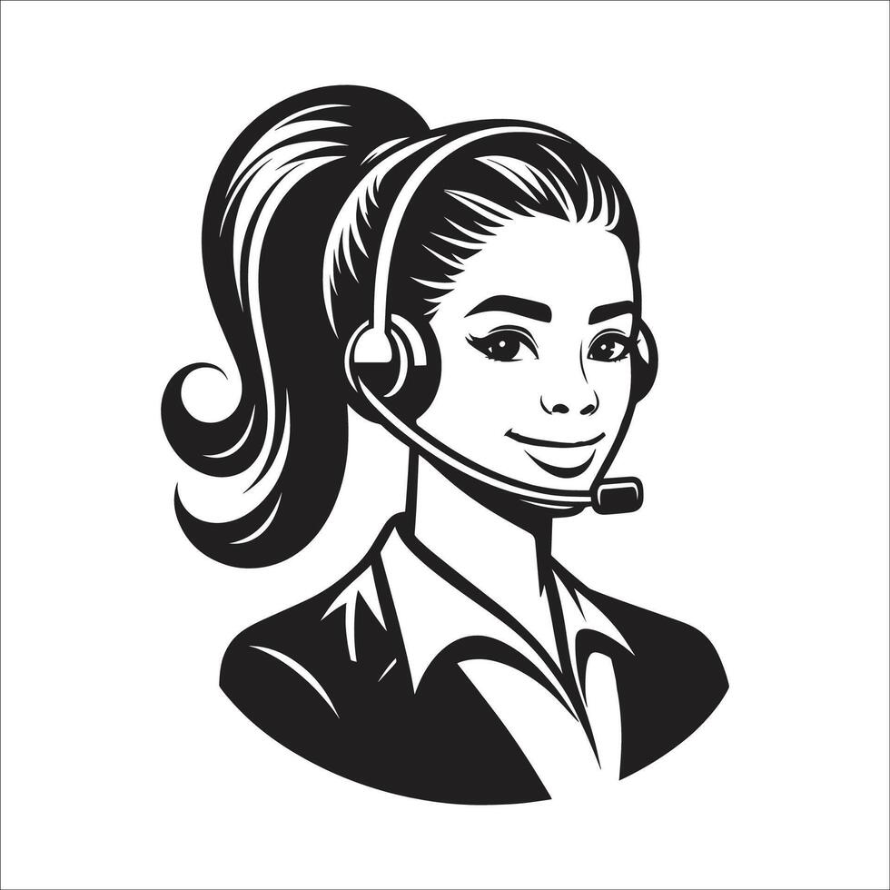 Female Business Woman Black And White Silhouette Illustration Symbol Icon Design On White Background vector