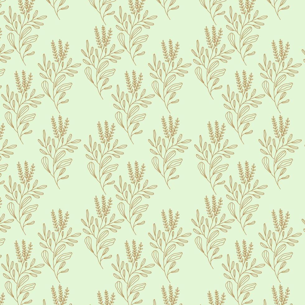 A pattern with leaves on a green background vector