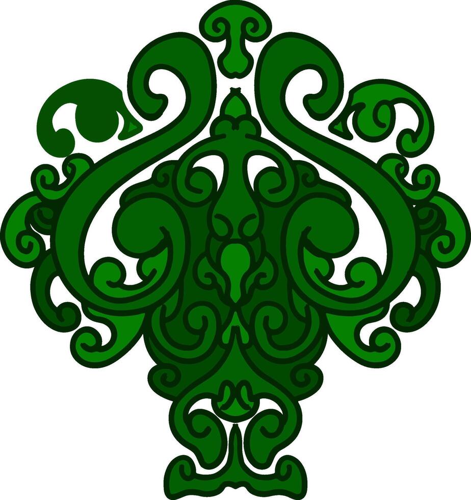 Rustic Spade-Shaped Ornament with Swirling Nature Motif vector