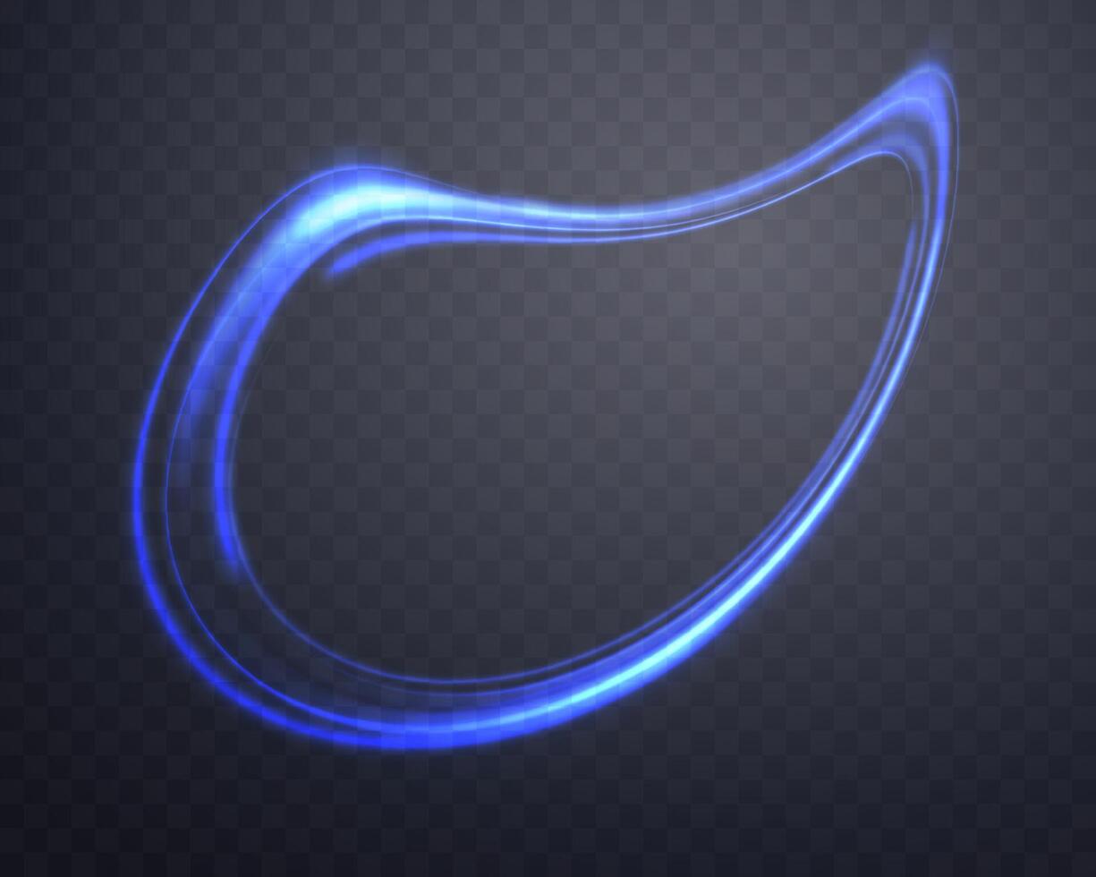 Blue magic ring with glowing. Neon realistic energy flare halo ring light effect vector