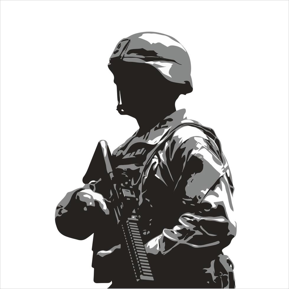 USA Soldier in uniform with rifle vector