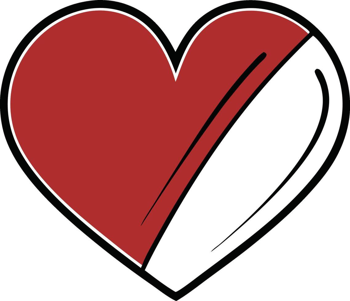 Half Red Half White Heart vector