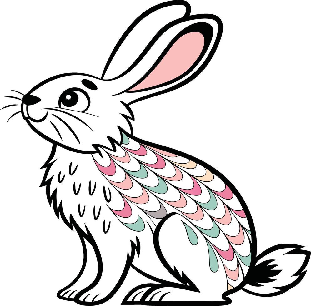 Rabbit with Colorful Pattern vector