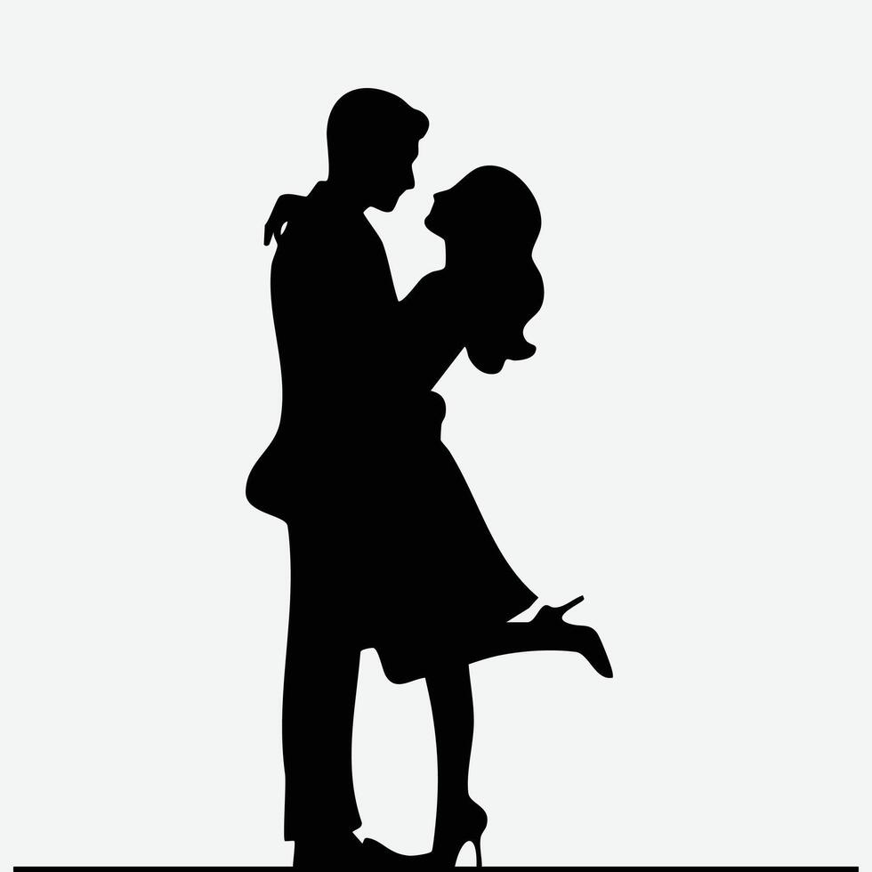 Romantic silhouette of couple illustration vector