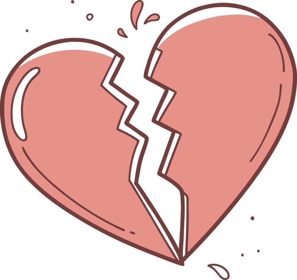 broken heart into two pieces vector