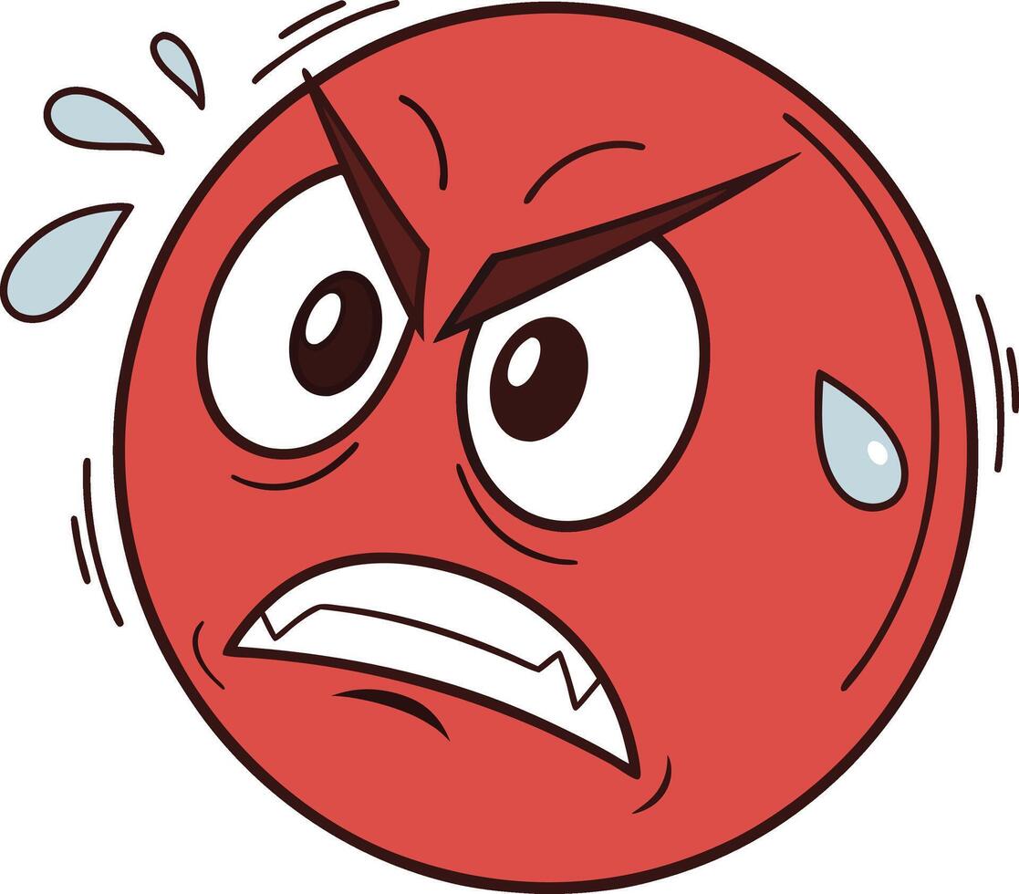 Red Angry Face emoji vector