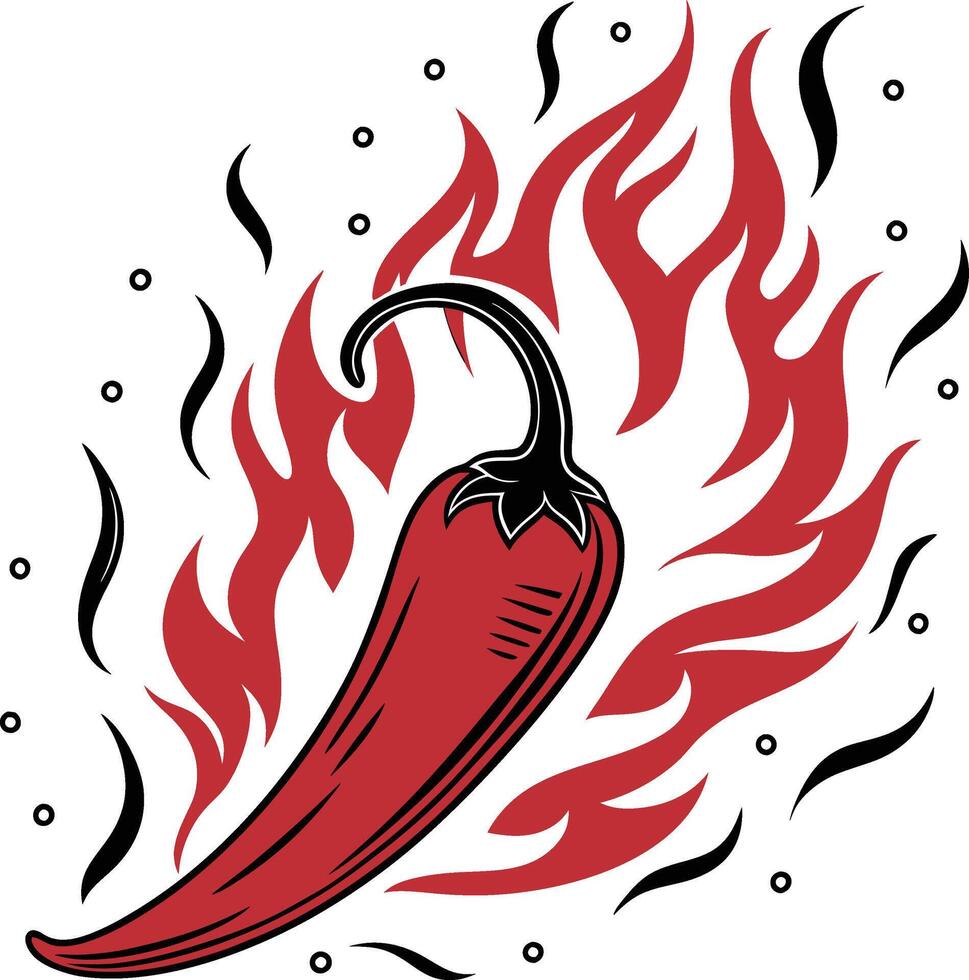 Fiery red Chili Pepper vector
