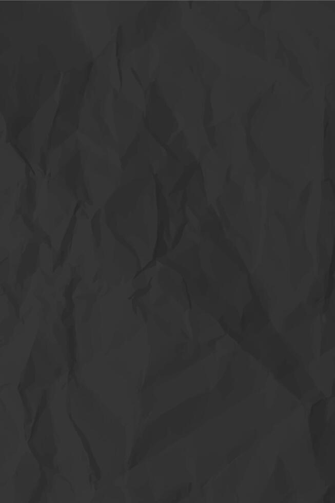 Black clean crumpled paper background. Vertical crumpled empty paper template for posters and banners. illustration vector