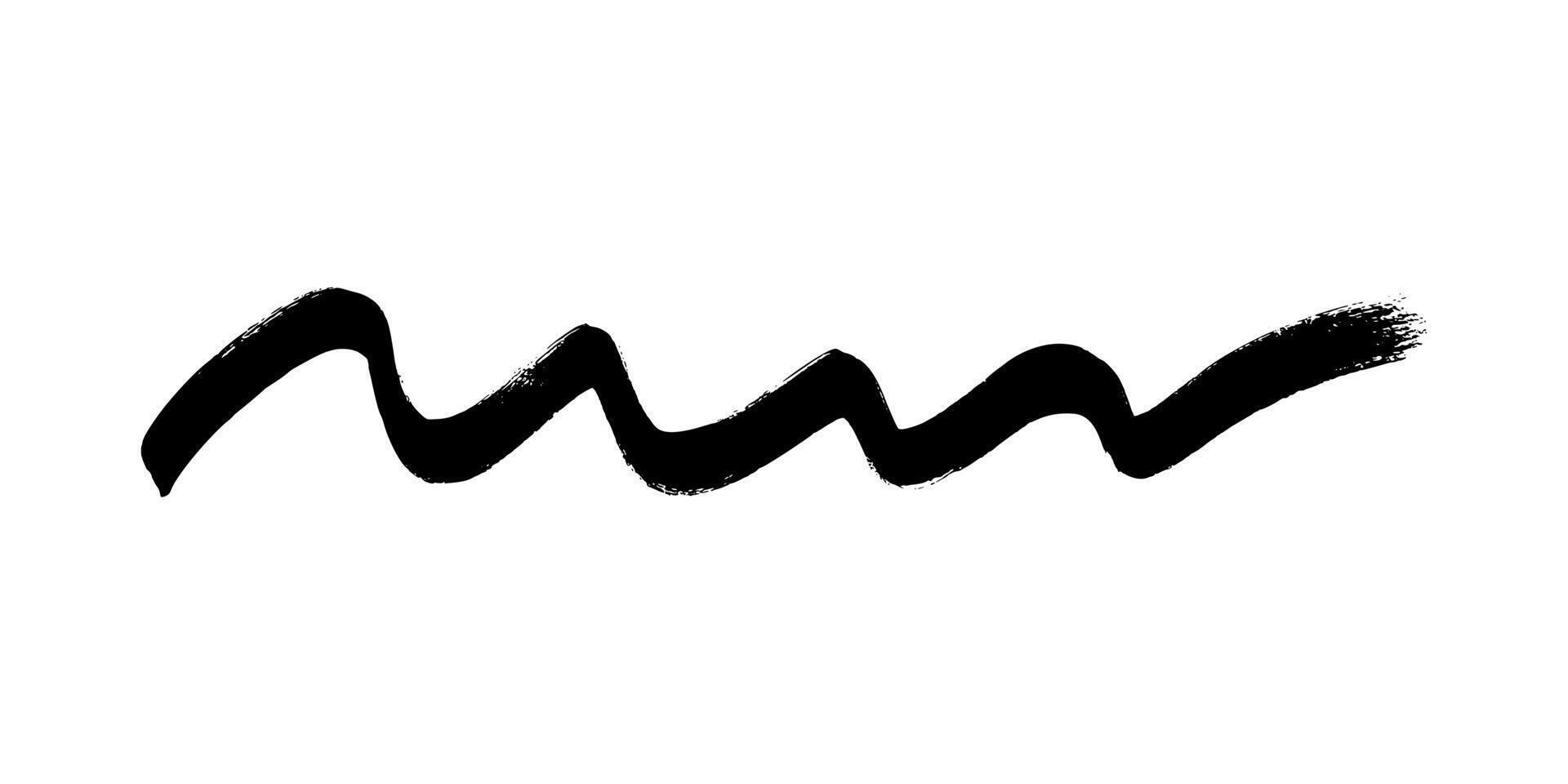 Black wavy grunge brush stroke. Painted ink stripe. Ink spot isolated on white background. illustration vector