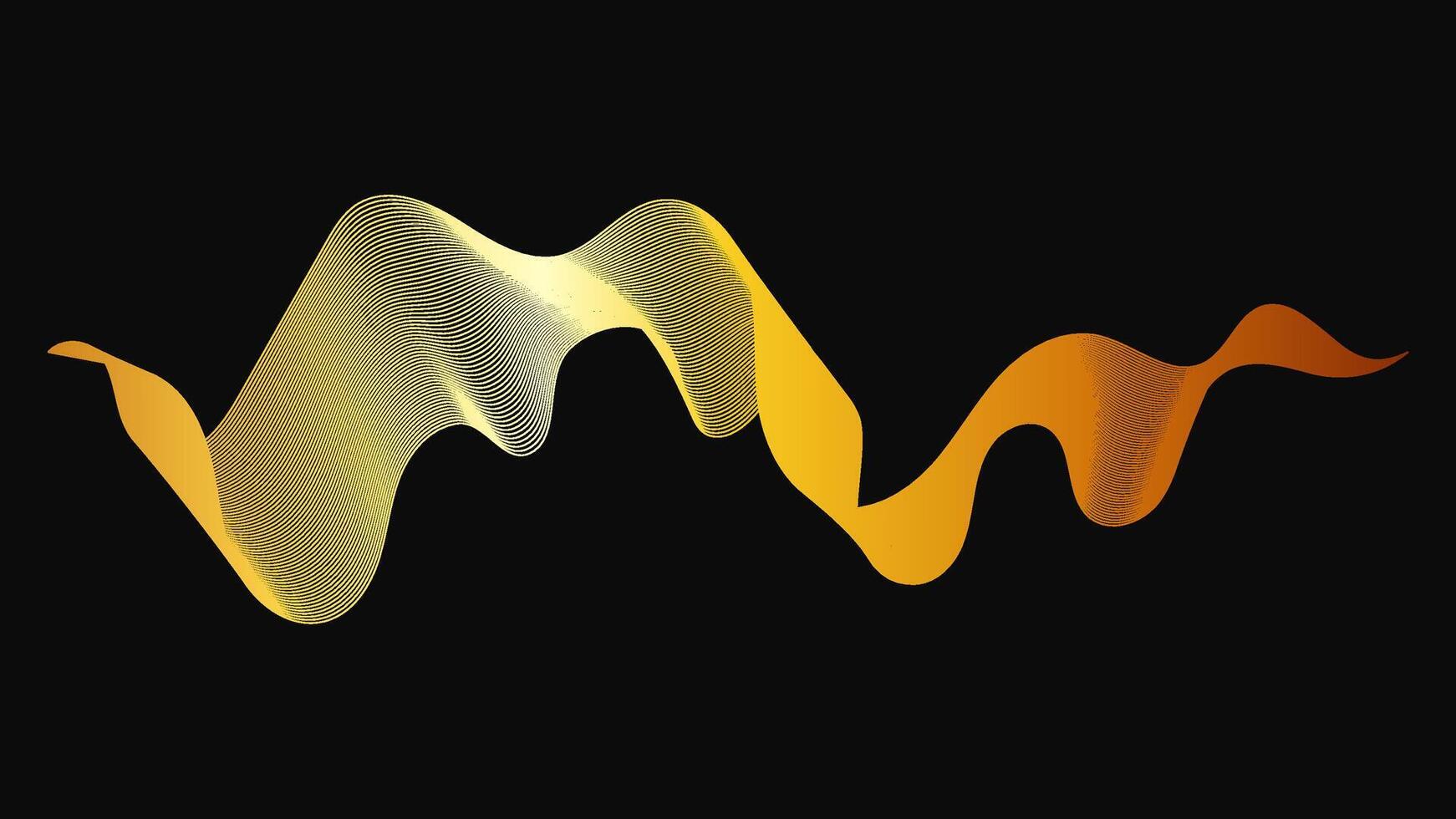 Abstract backdrop with luxury golden waves on dark background. Modern technology background, wave design vector