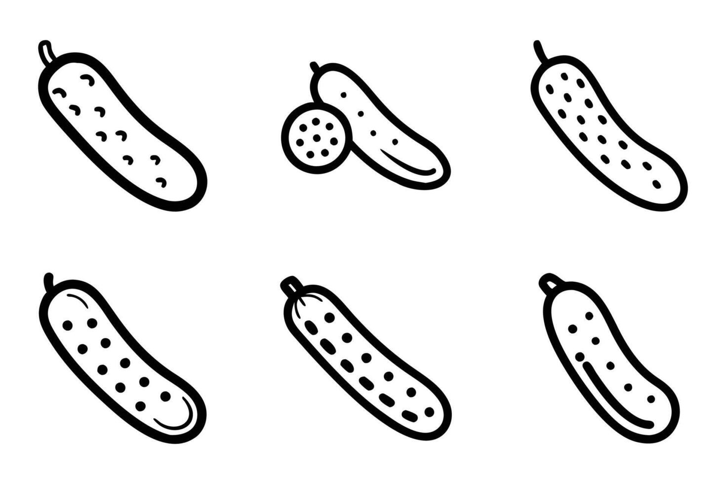 Cucumber Icon Bundle in Simple Outline Design vector