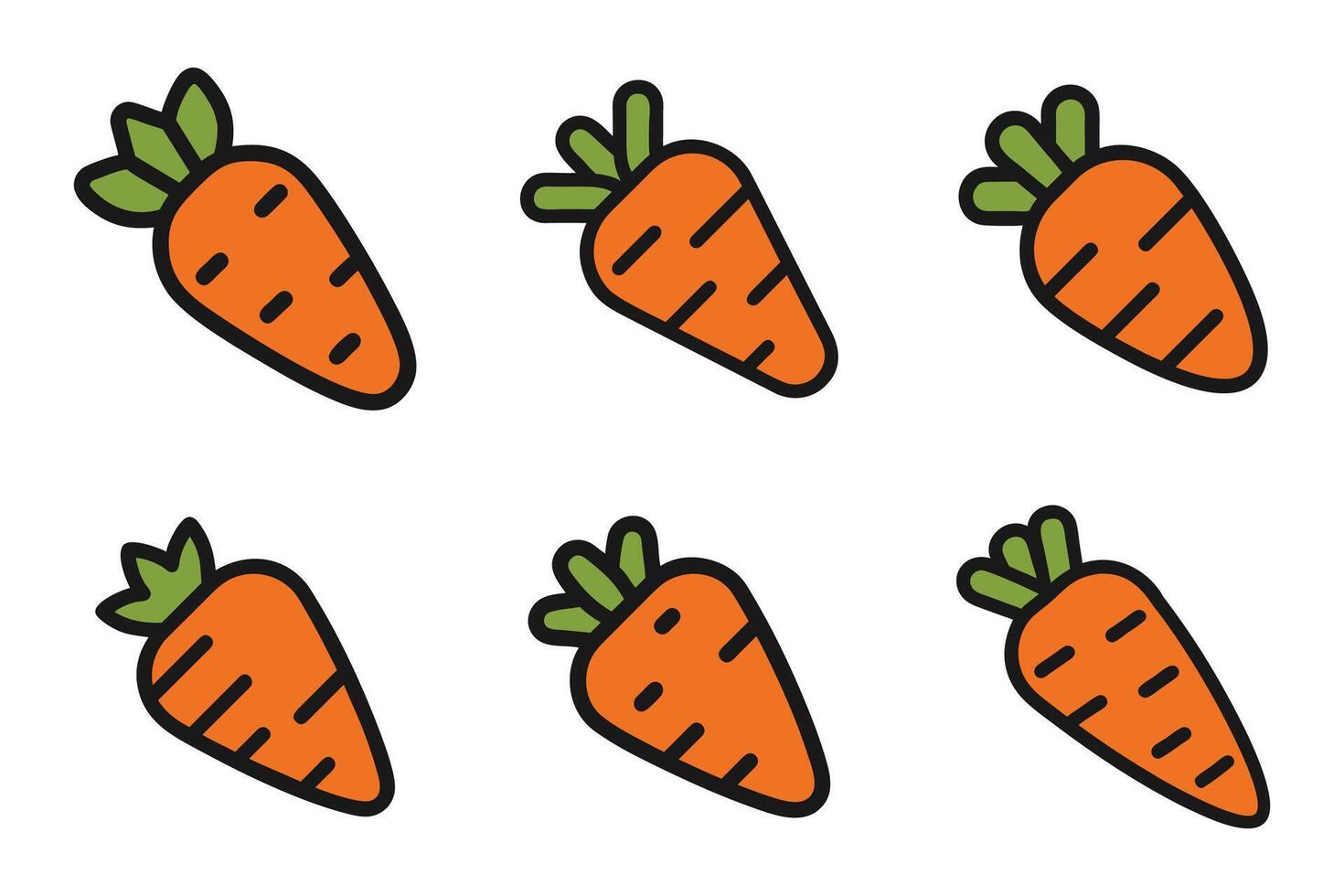 Flat Outline Carrot Icon Set vector