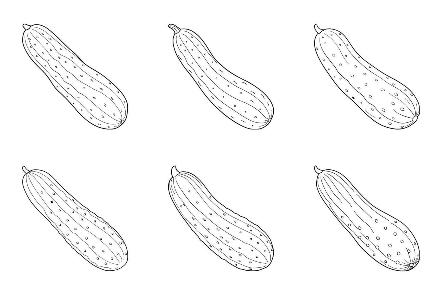 Cucumber Outline Icon Set vector
