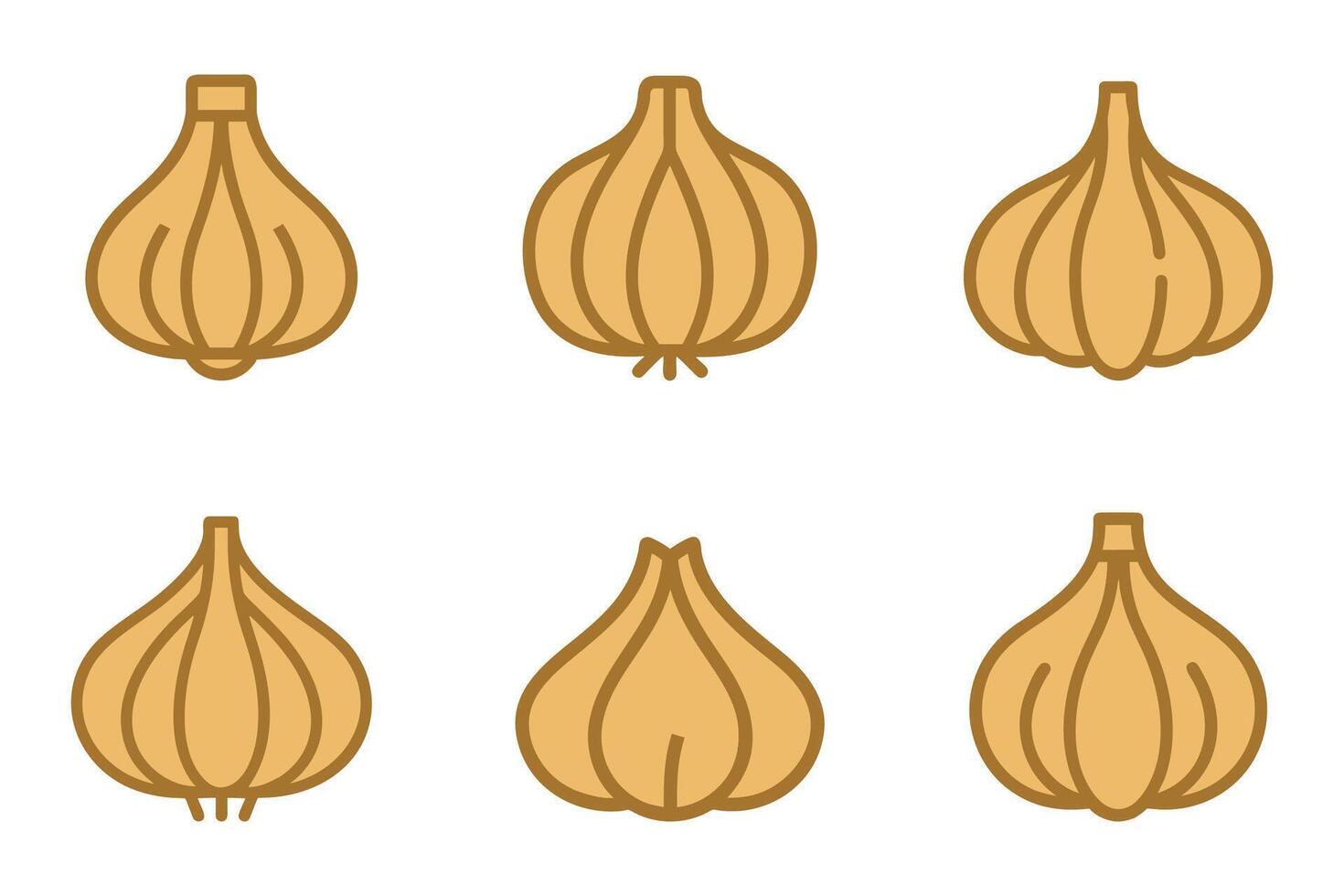 Garlic Icon Bundle in Isolated Silhouette Design vector
