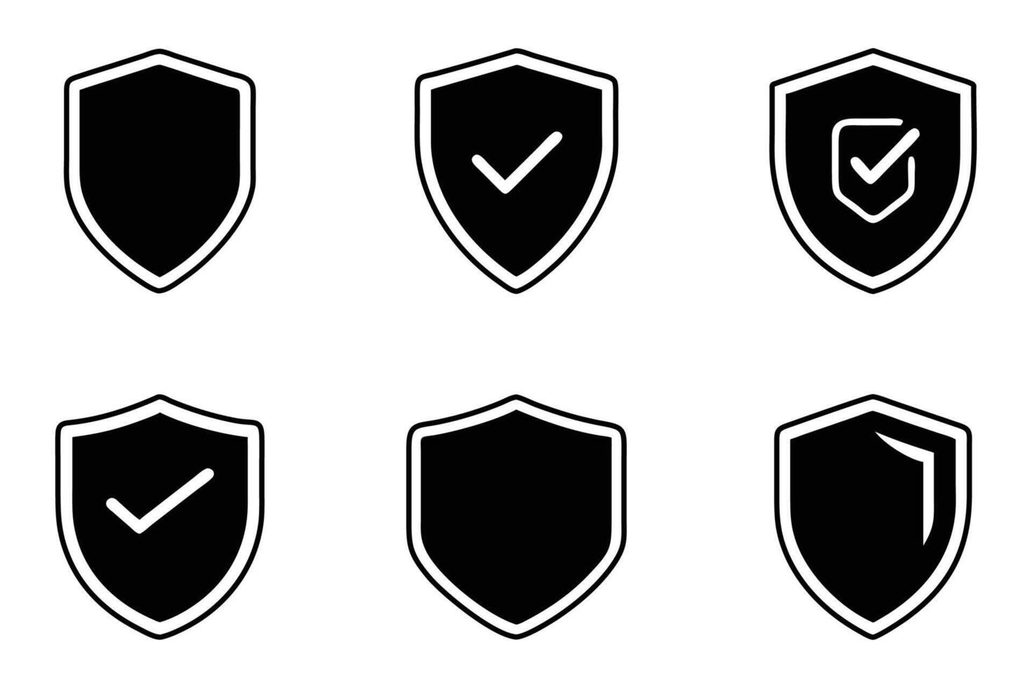 Shield Icon Pack with Outline and Silhouette Style vector