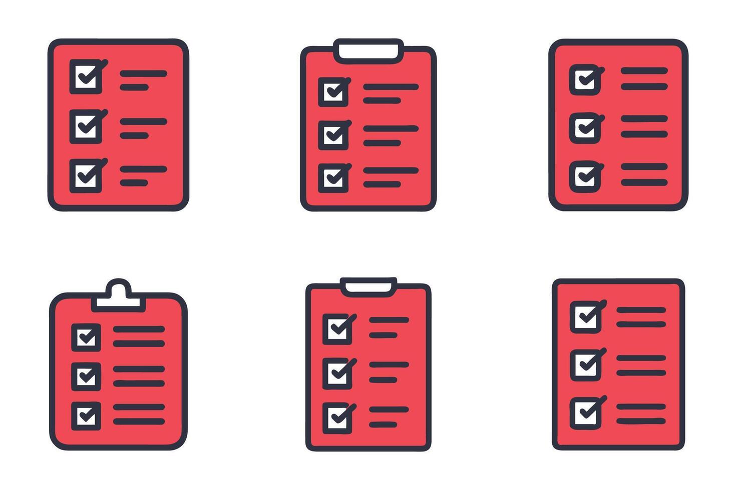 Minimalistic Clipboard and Checklist Icon Set vector