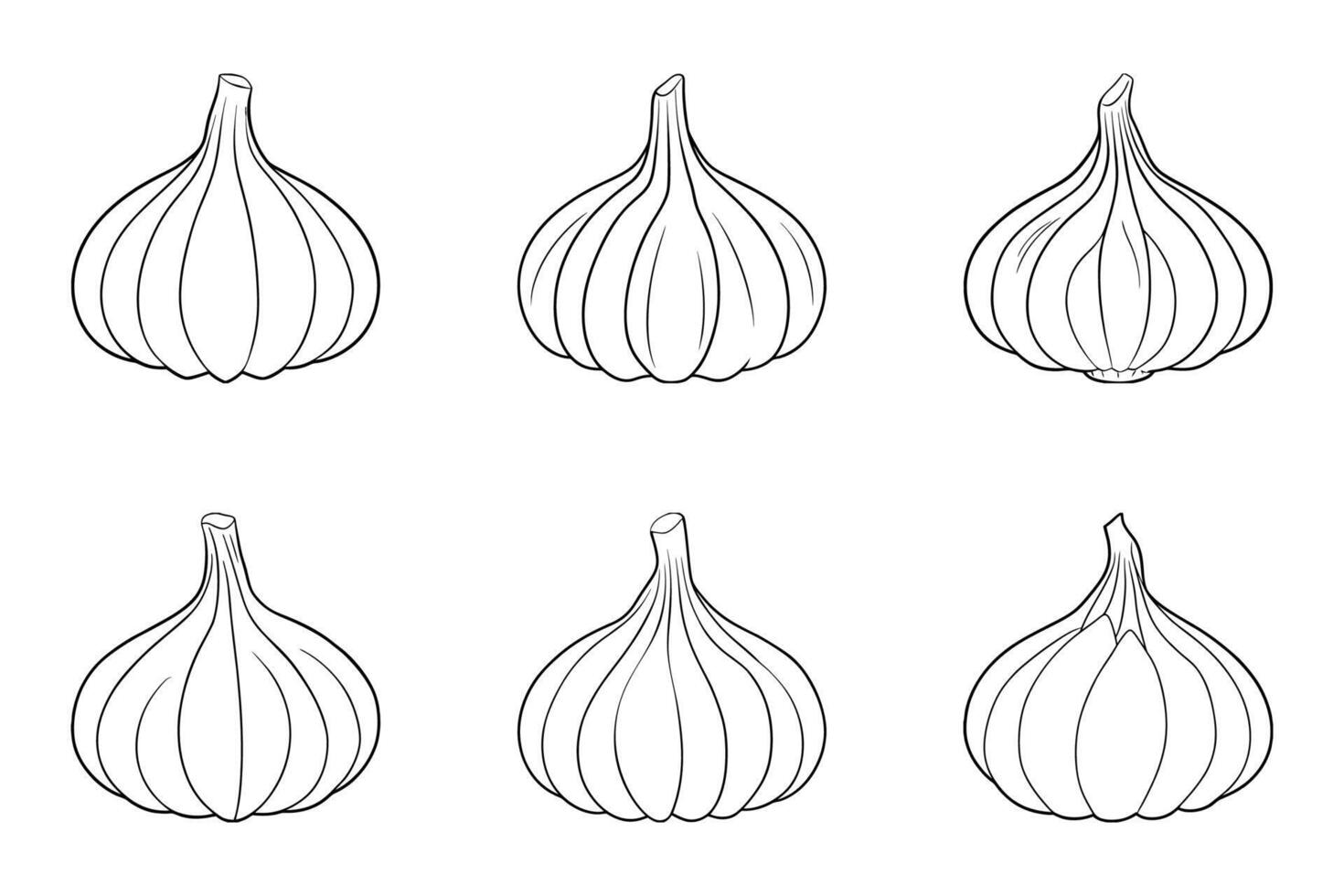 Onion Icon Bundle in Isolated Silhouette Design vector