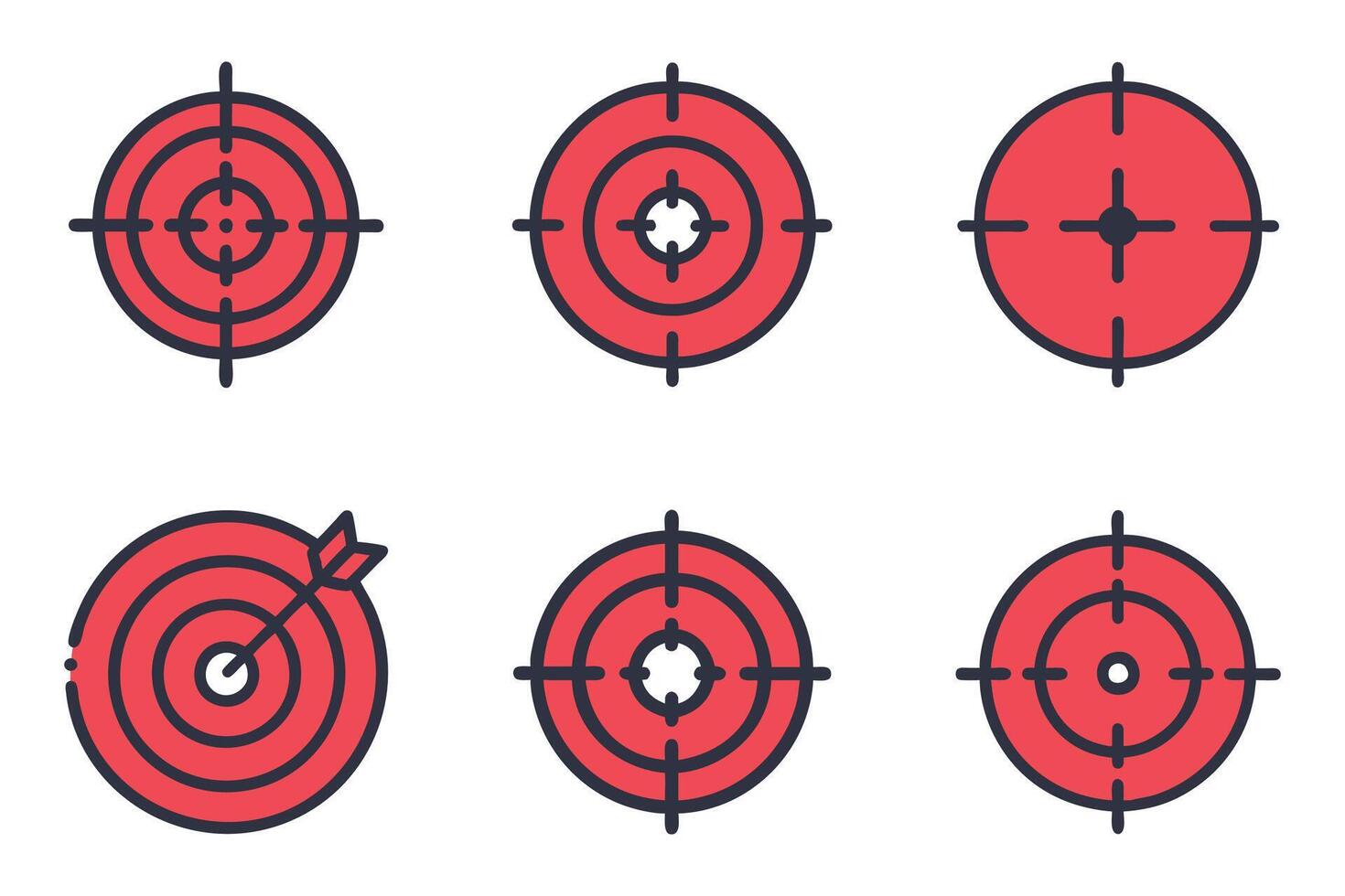 Target Silhouette Icons in Clean Outline Design vector