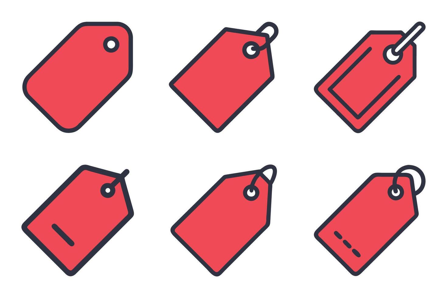 Flat Tag Icon Set with Outline Silhouettes vector
