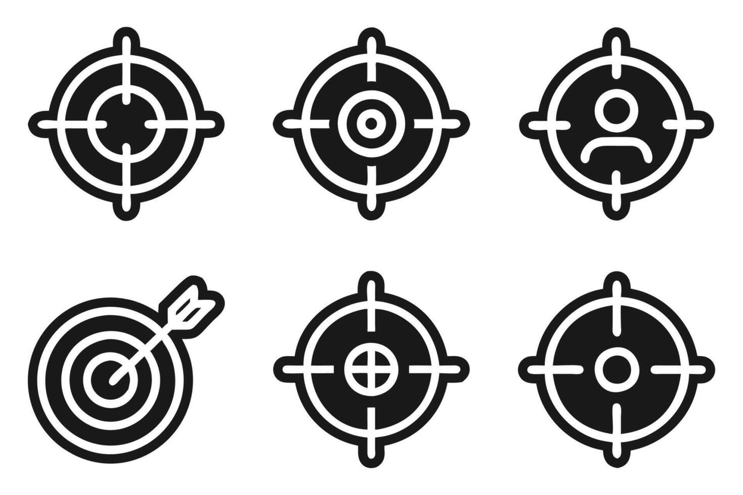 Target Silhouette and Outline Icon Collection vector