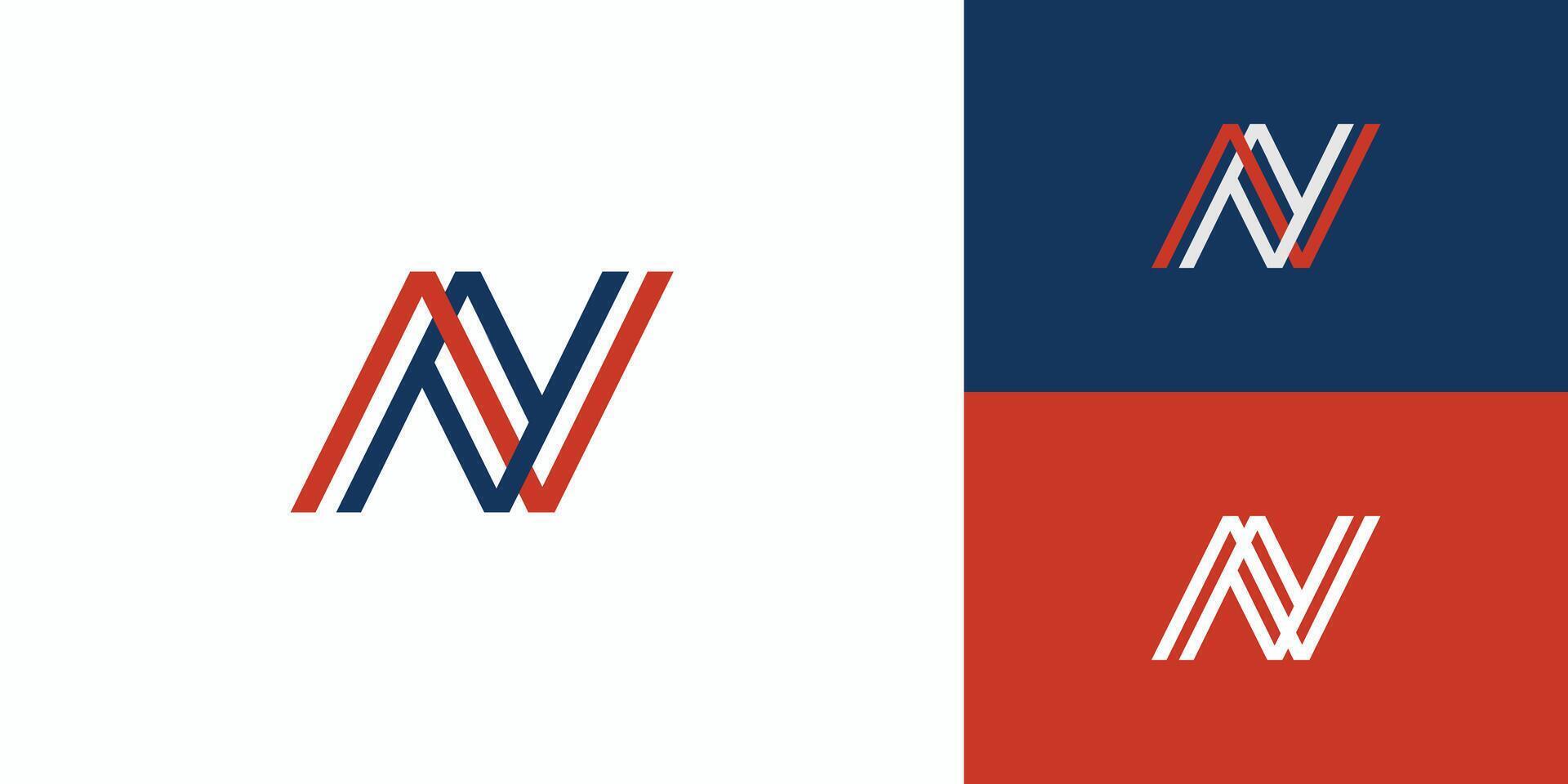 Modern and unique NN logo design with blue and red accents vector