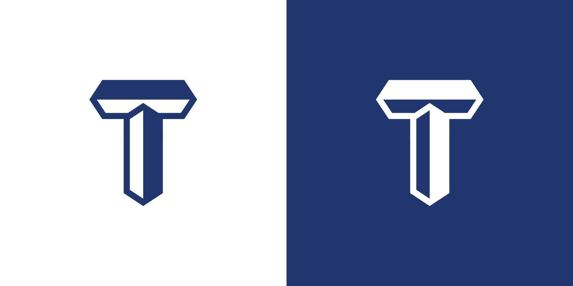 T logo design strong and modern construction vector