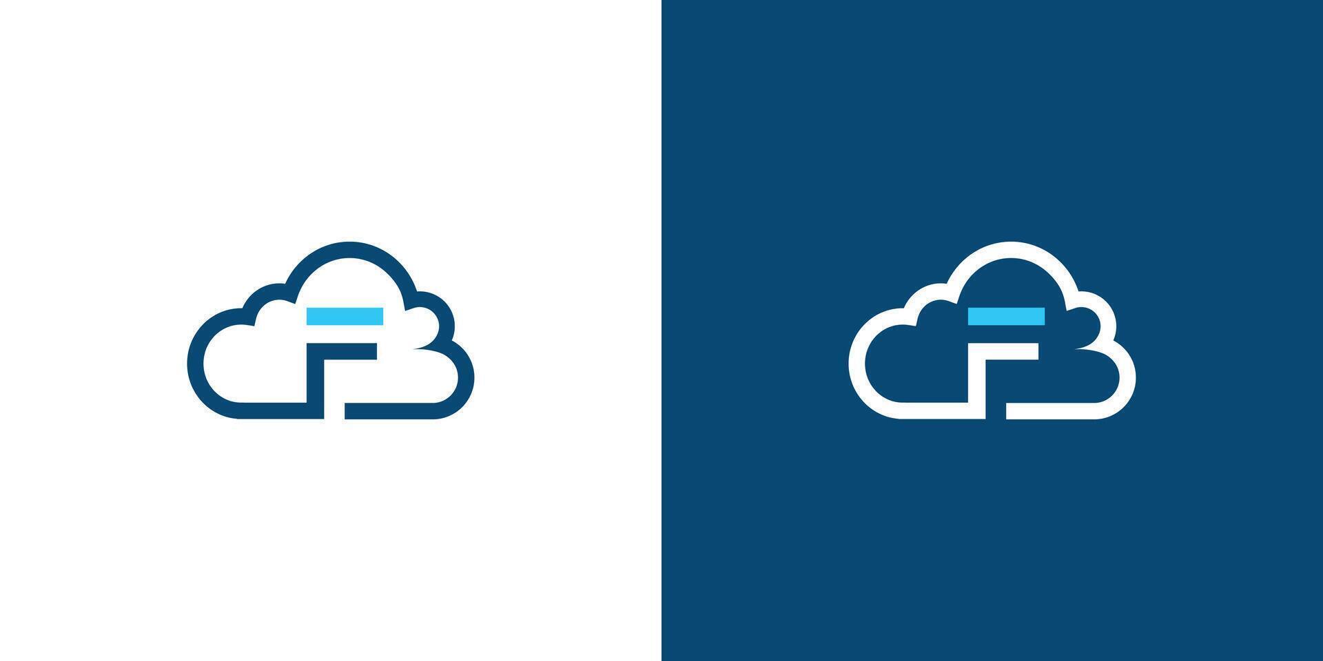 Unique and attractive F cloud logo design vector