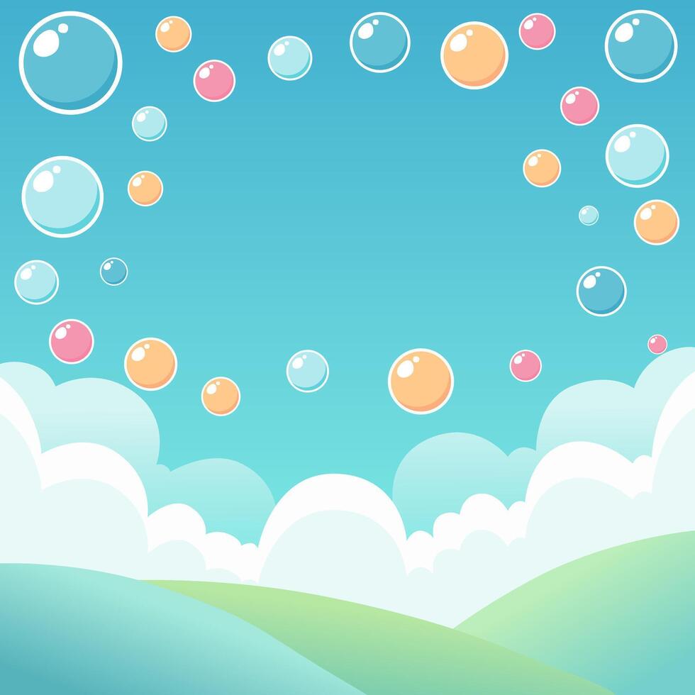 Cute Illustration Design With Some Air Bubbles In The Sky And Clouds vector