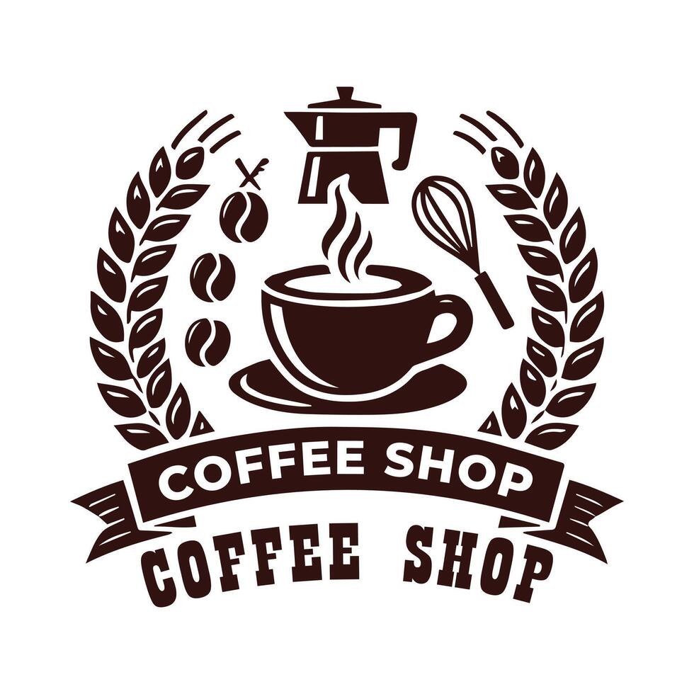 Logo Simple Coffee Shop Design With Flat Background vector