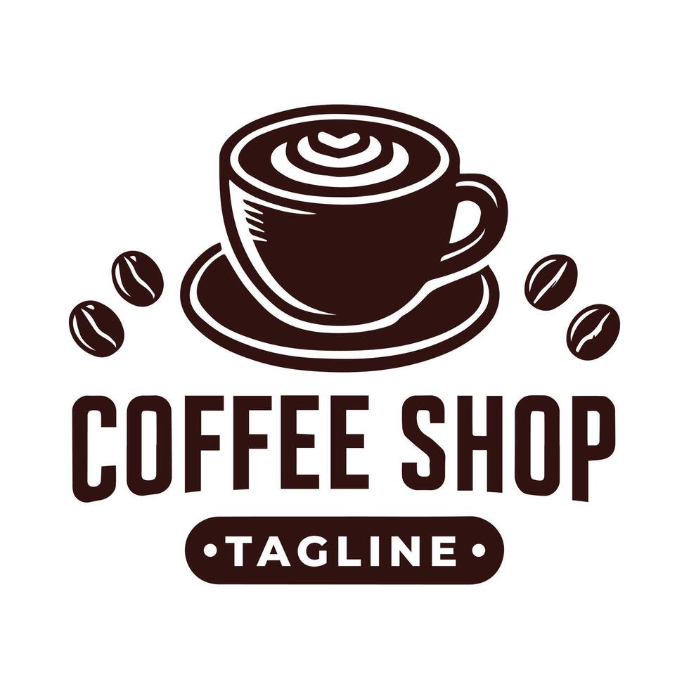 Logo Simple Coffee Shop Illustration Hand Draw vector
