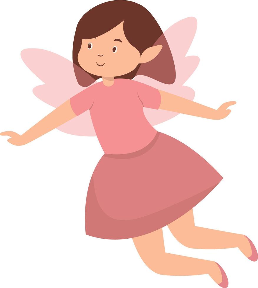 Pink Little Fairy Character in Flat Design vector