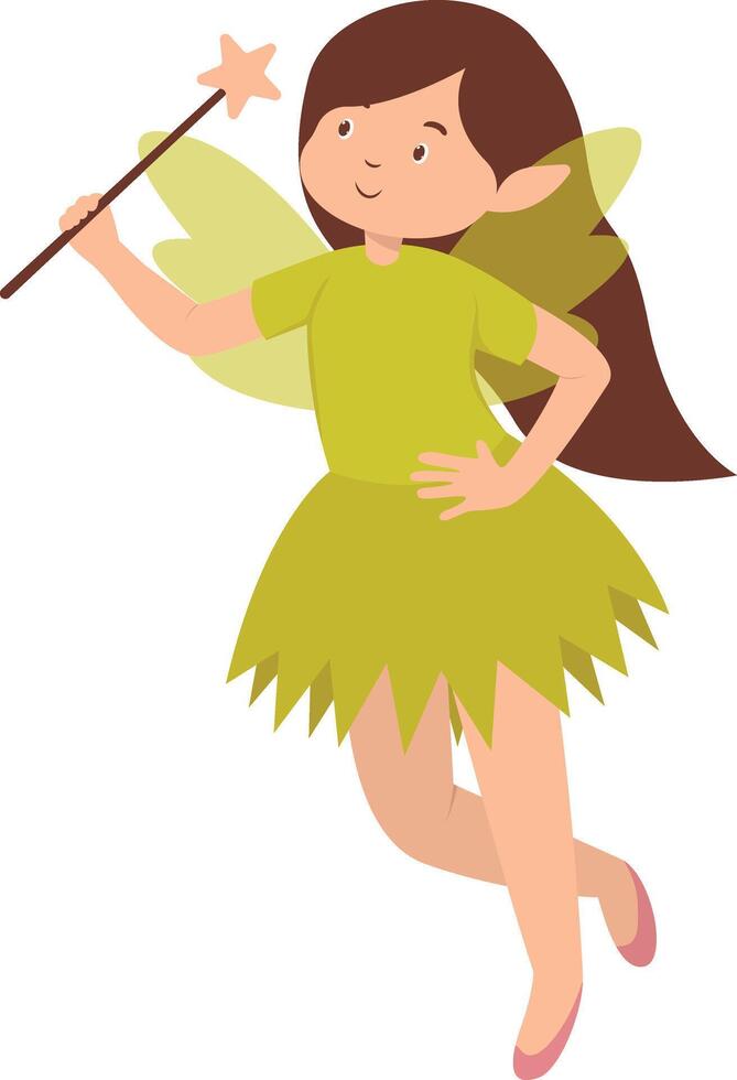 Little Fairy in Flat Cartoon Concept vector