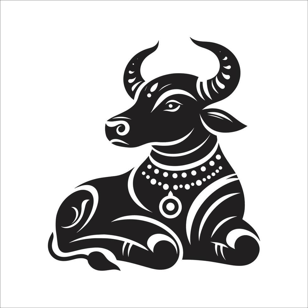Lord Shiva Nandi Bull Sitting Symbol Icon Design On White Background vector