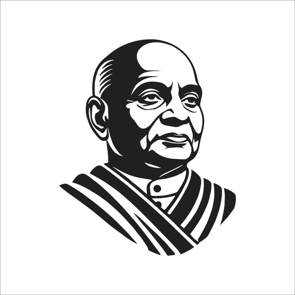 Sardar Vallabhbhai Patel Portrait Silhouette vector