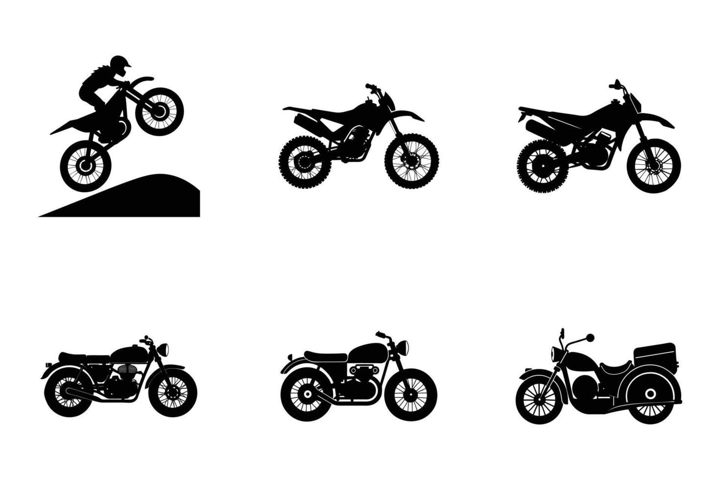 Simple silhouettes of motorcycles on white background vector