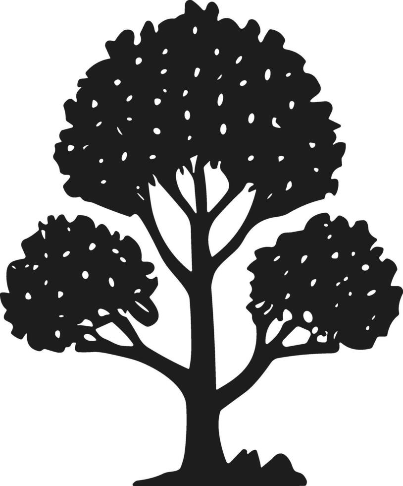 Triple Canopy Tree Silhouette Illustration - Perfect for Eco and Landscape Themes vector