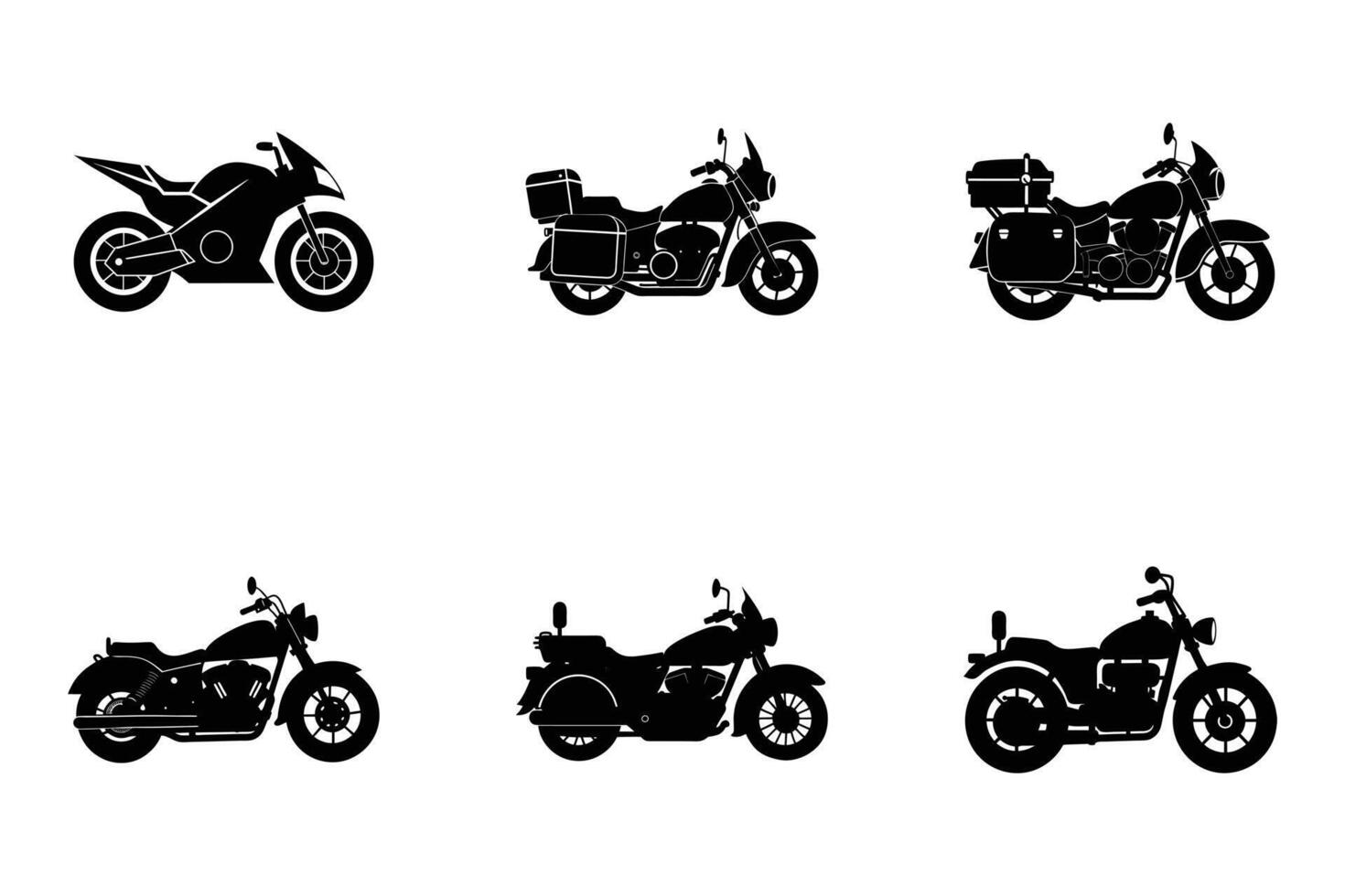 Simple motorcycle silhouettes for artistic and graphic designs vector