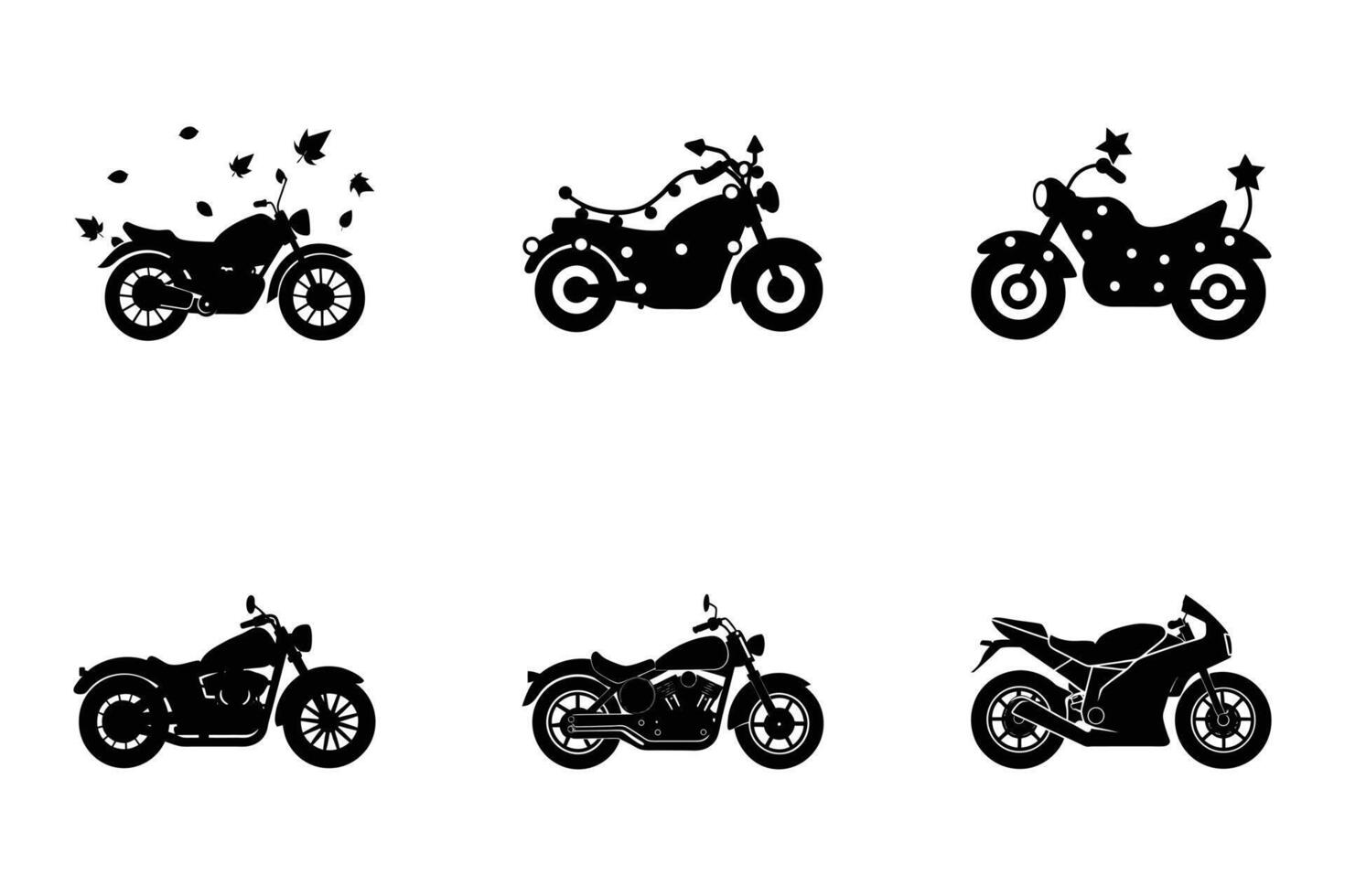 Motorcycle silhouette collection for creative and vehicle designs vector