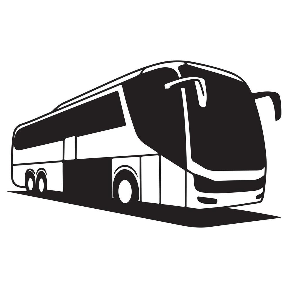 Black and White Bus Graphic Simple Transportation Icon vector