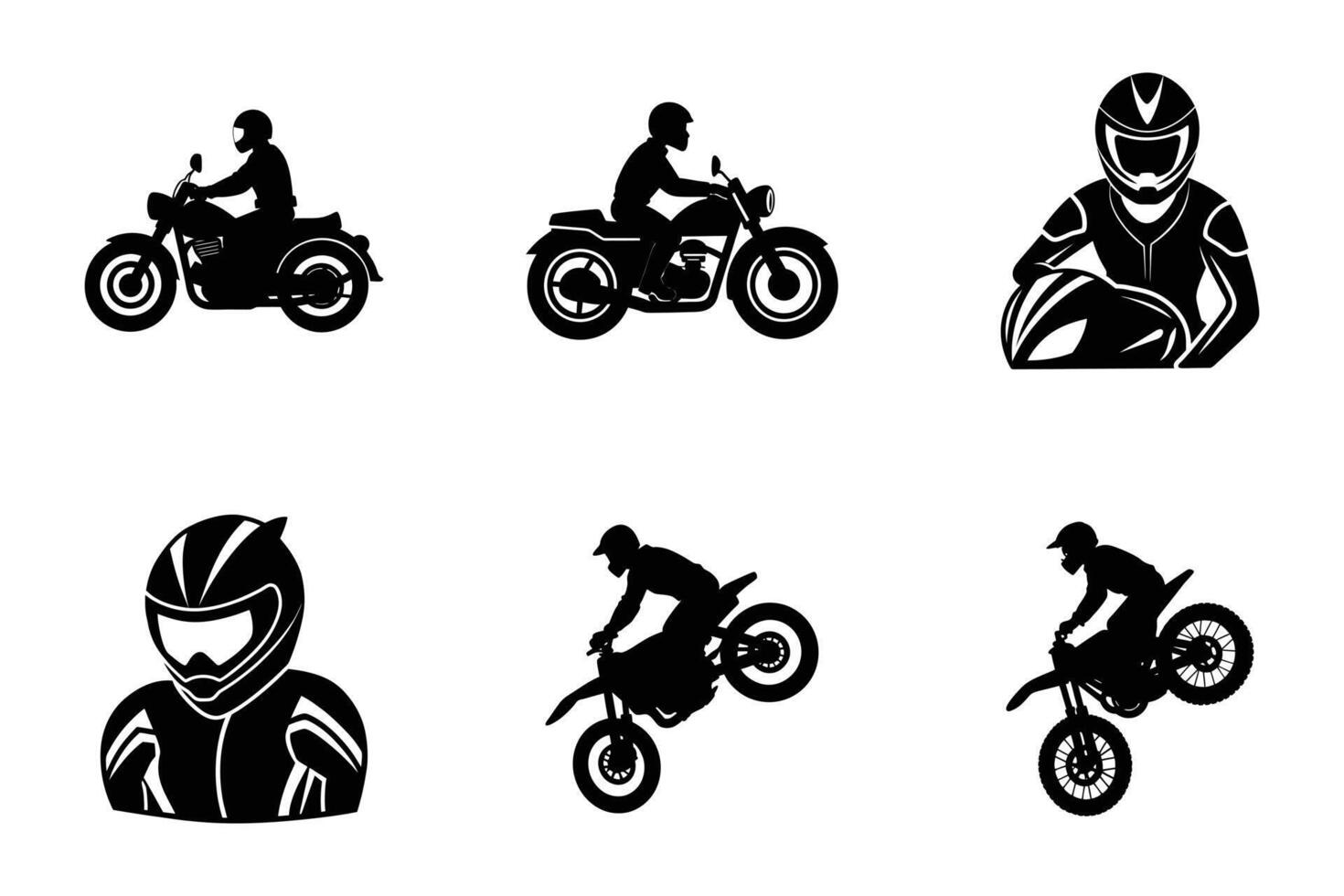 Classic motorcycle silhouettes on white for design purposes vector