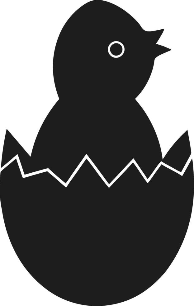 Baby Chick Hatching from Egg Silhouette Illustration vector